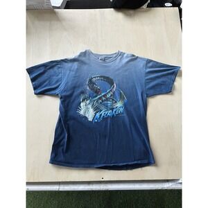 Vintage SeaWorld Kraken Shirt Mens XL Blue Roller Coaster Y2K Delta Tee Shirt